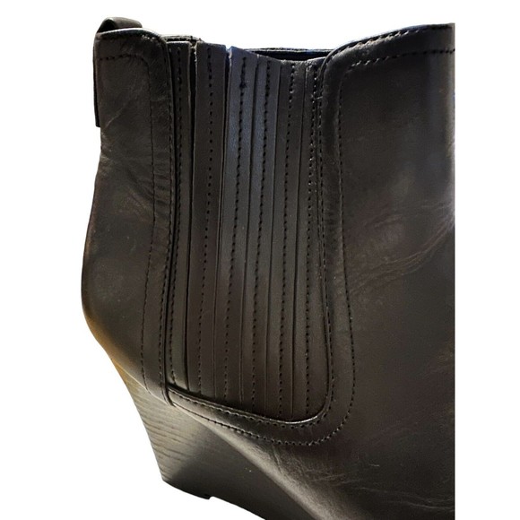 Sam Edelman Women Chelsea Boots Black Leather Pull On Size 7 Medium Wedge Heel - Picture 4 of 16